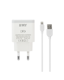 Мрежово зарядно устройство EMY MY-A301Q, Quick Charge 3.0, Lightning Кабел, Бял - 14960