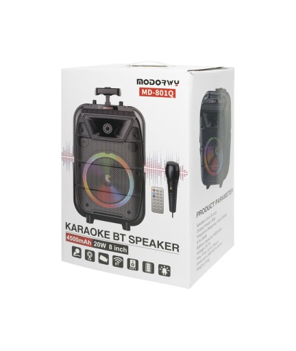 Тонколона Modorwy MD-801Q, Караоке, Микрофон, Bluetooth, USB, SD, FM, AUX, Черен - 22179