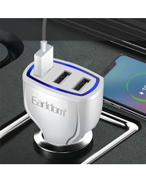 Зарядно устройство за кола Earldom ES-CC13, 3xUSB, QC3.0, С Lightning кабел, Бял - 40253