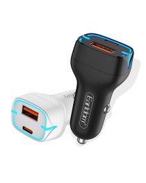 Зарядно устройство за кола Earldom ES-CC2, 1xUSB QC3.0, 1xType-C PD, С Lightning кабел, Различни цветове - 40248