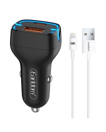 Зарядно устройство за кола Earldom ES-CC2, 1xUSB QC3.0, 1xType-C PD, С Lightning кабел, Различни цветове - 40248