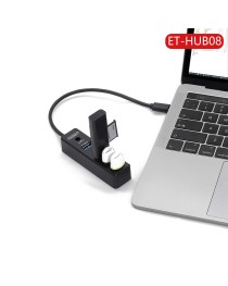 USB хъб Earldom ET-HUB08, Type-C, 4 Порта,, Черен - 40171