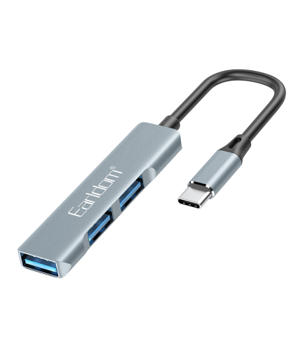 USB хъб Earldom ET-HUB10, Type-C, 3 Порта, USB 3.0, Сив - 40217