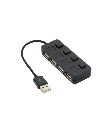 USB хъб No Brand, USB 2.0, 4 Порта, Черен - 12056
