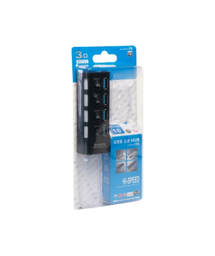USB хъб No Brand, USB 3.0, 4 Порта, Черен - 12062