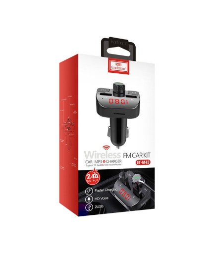 FM Трансмитер Earldom ET-M43, Bluetooth, USB, 5V/2.4A, Черен – 17389