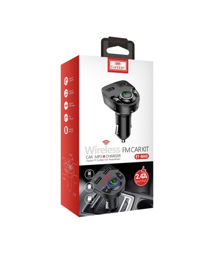 FM Трансмитер Earldom ET-M46, Bluetooth, USB, 5V/2.4A, Черен – 17388