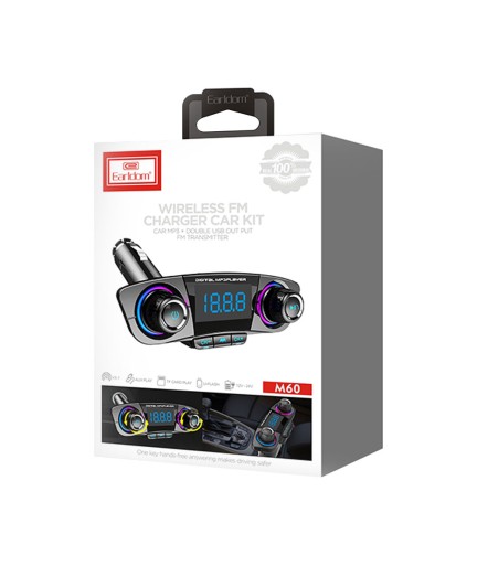 FM Трансмитер Earldom ET-M60, Bluetooth, USB, 5V/2.0A, Черен – 17384