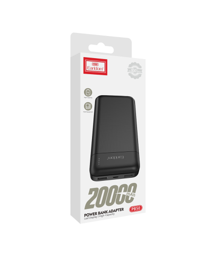 Преносима батерия Earldom ET-PB50. 20000mAh, Черен - 87058