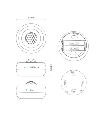 Смарт сензор No brand PST-HW400B, За движение, PIR, 360 градуса, Wi-Fi, Tuya Smart, Бял - 91004