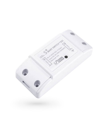 Смарт превключвател No brand PST-WF-S1, 1 канал, 220V, 10A, Wi-Fi, Tuya Smart, Бял - 91019