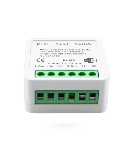 Смарт превключвател No brand PST-AP-SMT, 1 канал, 220V, 16A, Wi-Fi, Tuya Smart, Бял - 91021