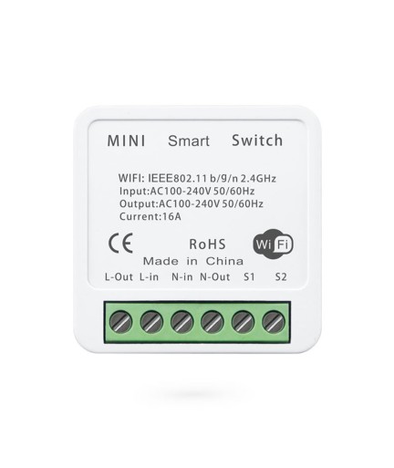 Смарт превключвател No brand PST-AP-SMT, 1 канал, 220V, 16A, Wi-Fi, Tuya Smart, Бял - 91021