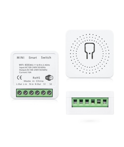 Смарт превключвател No brand PST-AP-SMT, 1 канал, 220V, 16A, Wi-Fi, Tuya Smart, Бял - 91021