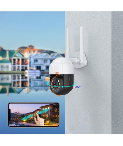 Смарт охранителна камера No brand PST-C18B-3MP, 3.0Mp, PTZ, Външен монтаж, Wi-Fi, Tuya Smart, Бял - 91027