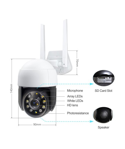 Смарт охранителна камера No brand PST-C18B-5MP, 5.0Mp, PTZ, Външен монтаж, Wi-Fi, Tuya Smart, Бял - 91028