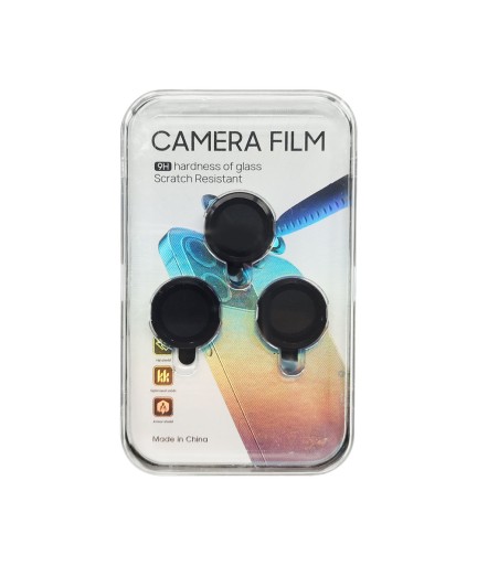 Стъклен протектор за камера DeTech, за iPhone 12 / 12 Mini, Черен - 52708
