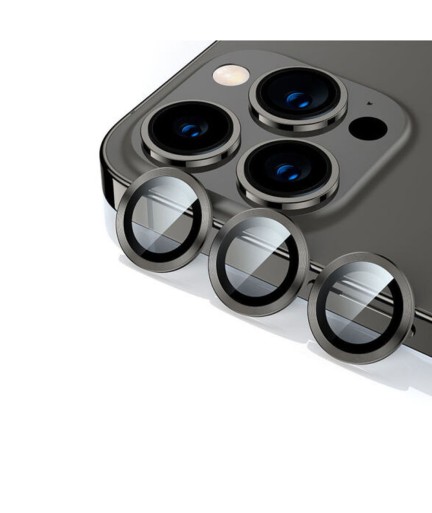 Стъклен протектор за камера DeTech, за iPhone 12 Pro / 12 Pro Max, Черен - 52709