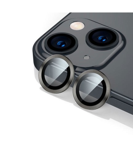 Стъклен протектор за камера DeTech, за iPhone 14 / 14 Plus, Черен - 52712