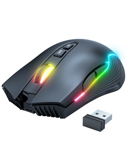Геймърска мишка Onikuma CW905, Безжична, RGB, 7D, Черен - 770