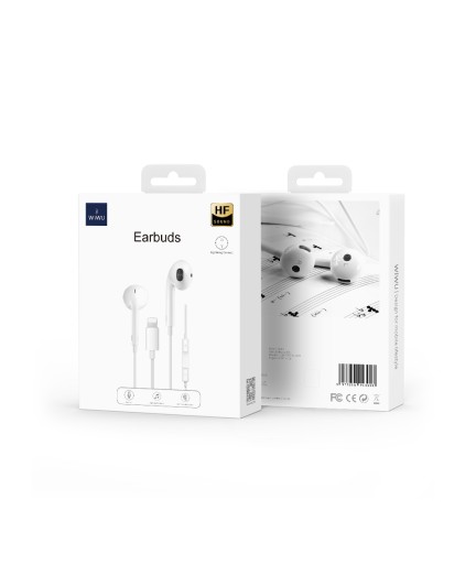 Слушалки за мобилни устройства WiWu Earbuds 302 BT, Lightning, Mикрофон, Бял - 20734