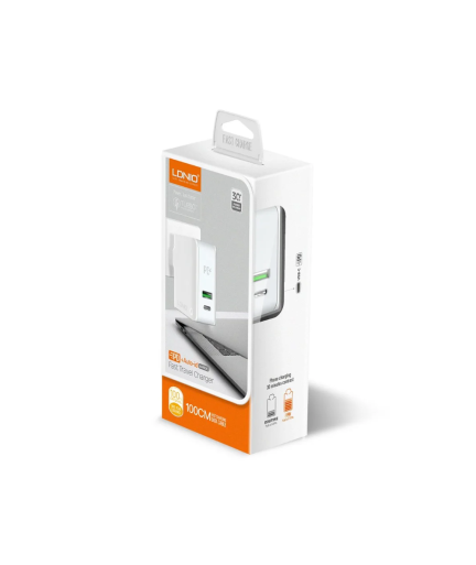 Мрежово зарядно устройство LDNIO A4403C, 1xUSB, 1xType-C PD, С Micro USB кабел, Бял - 40091