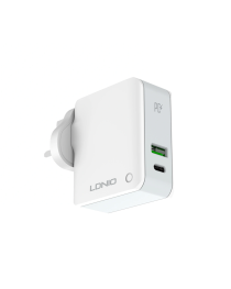 Мрежово зарядно устройство LDNIO A4403C, 1xUSB, 1xType-C PD, С кабел Type-C към Type-C, Бял - 40094