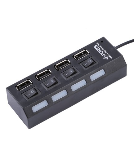 USB хъб No Brand, USB 2.0, 4 Порта, Черен - 12053