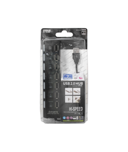 USB хъб No Brand, USB 2.0, 7 Порта, Черен - 12054