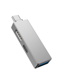 USB хъб WiWu T02 Pro, Type-C, 3 Порта, USB 3.0, Сив - 17755