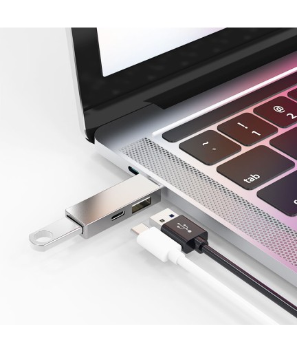 USB хъб WiWu T02 Pro, Type-C, 3 Порта, USB 3.0, Сив - 17755