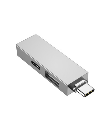 USB хъб WiWu T02 Pro, Type-C, 3 Порта, USB 3.0, Сив - 17755