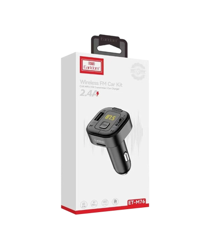 FM Трансмитер Earldom ET-M76, Bluetooth, USB, Micro SD, 2.4A, Черен – 17719