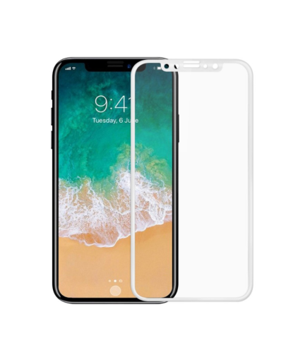 Стъклен протектор за целия дисплей No brand, за iPhone X / XS / 11 Pro, 5D, 0.3 mm, Бял - 52374