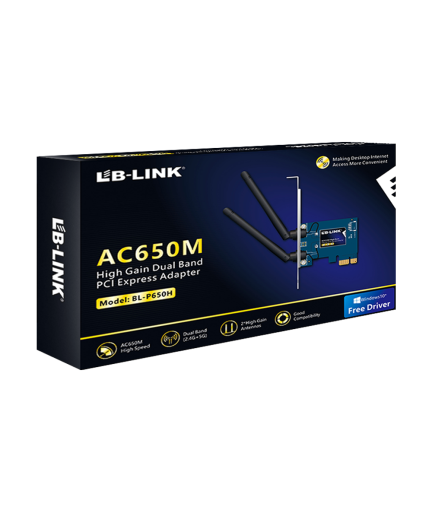 Безжичен мрежов адаптер LB-LINK BL-P650H, PCI-E, 650Mbps, 2.4/5Ghz, 2 x 6dBi, Син - 19048