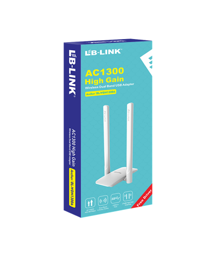 Безжичен мрежов адаптер LB-LINK BL-WDN1300A, 1300Mbps, 2.4/5Ghz, 2 x 6dBi, Бял - 19046