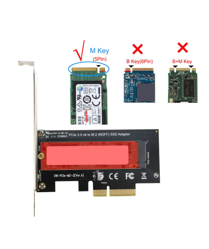 Контролер No brand, PCI-E x4 към M.2 NVMe SSD - 17758