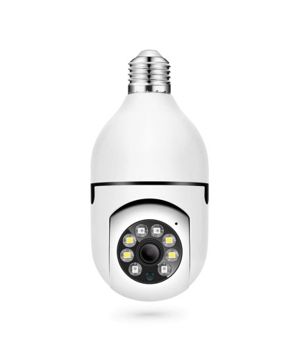 Смарт охранителна камера No brand PST-F1-3MP, 3.0Mp, PTZ, За фасунга E27, Wi-Fi, Tuya Smart, Бял - 91029