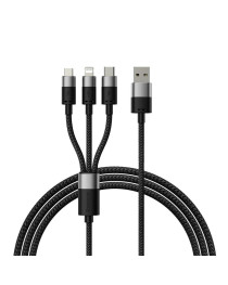 Кабел за зареждане Baseus StarSpeed, 3 в 1, Micro USB, Lightning, Type-C, 0.6m, Черен - 40439