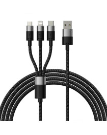 Кабел за зареждане Baseus StarSpeed, 3 в 1, Micro USB, Lightning, Type-C, 1.2m, Черен - 40491