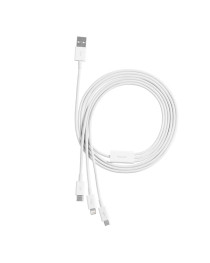 Кабел за зареждане Baseus Superior, 3 в 1, Micro USB, Lightning, Type-C, 1.0m, Бял - 40438