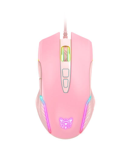 Геймърска мишка Onikuma CW905, Оптична, 7D, RGB, Розов - 766