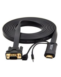 Кабел DeTech HDMI - VGA, 1.8m, Flat, с аудио кабел -18229