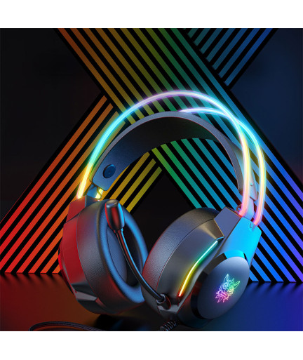 Слушалки Onikuma X26, За компютър, Микрофон, Подсветка, 3.5mm, USB, Черен - 20744