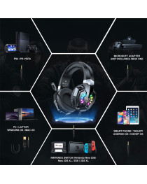 Слушалки Onikuma X32, За компютър, Микрофон, Подсветка, 3.5mm, USB, Черен - 20743