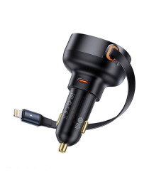 Зарядно устройство за кола Baseus Enjoyment Pro, 55W, С Lightning кабел, Черен - 40495