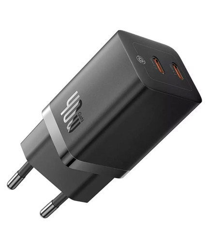 Мрежово зарядно устройство Baseus GaN5 Pro Fast Charger, 40W, 2 x Type-C F, Черен - 40408