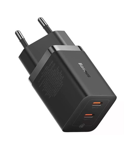 Мрежово зарядно устройство Baseus GaN5 Pro Fast Charger, 40W, 2 x Type-C F, Черен - 40408