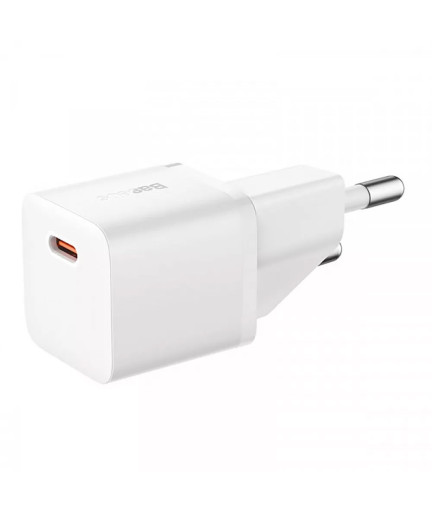 Мрежово зарядно устройство Baseus GaN5S Fast Charger 1C, 20W, 1 x Type-C F, Бял - 40407