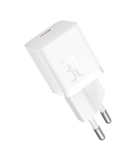 Мрежово зарядно устройство Baseus GaN5S Fast Charger 1C, 30W, 1 x Type-C F, Бял - 40409